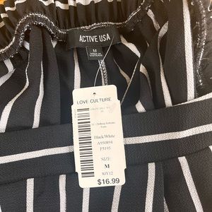 New with tags striped black and white wide leg trouser